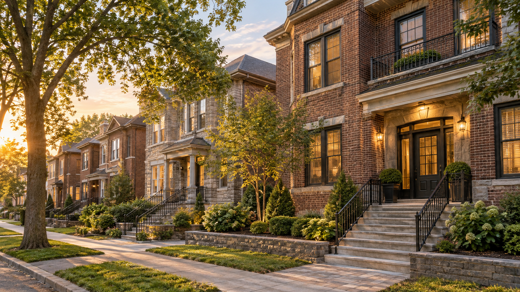 Renovated residential homes on a welcoming neighborhood street